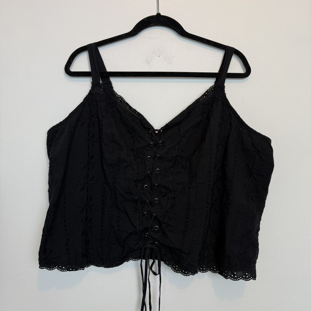 Torrid Plus Size embroidered crop top lace up smocked size 3 whimsygoth summer